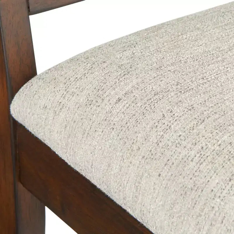 Sedie da pranzo in canna tradizionali Noce/Crema: Struttura in legno di gomma, Rivestimento in lino