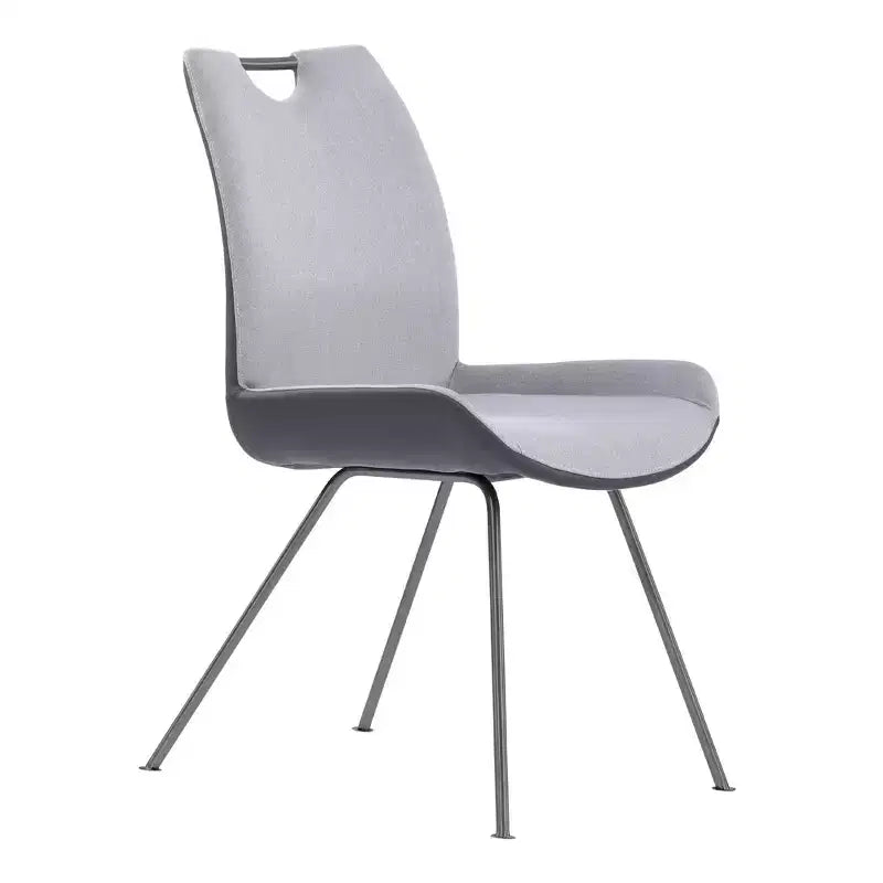 Sedia da pranzo contemporanea, rivestimento in tessuto color peltro, struttura in legno, pulire a chiazze