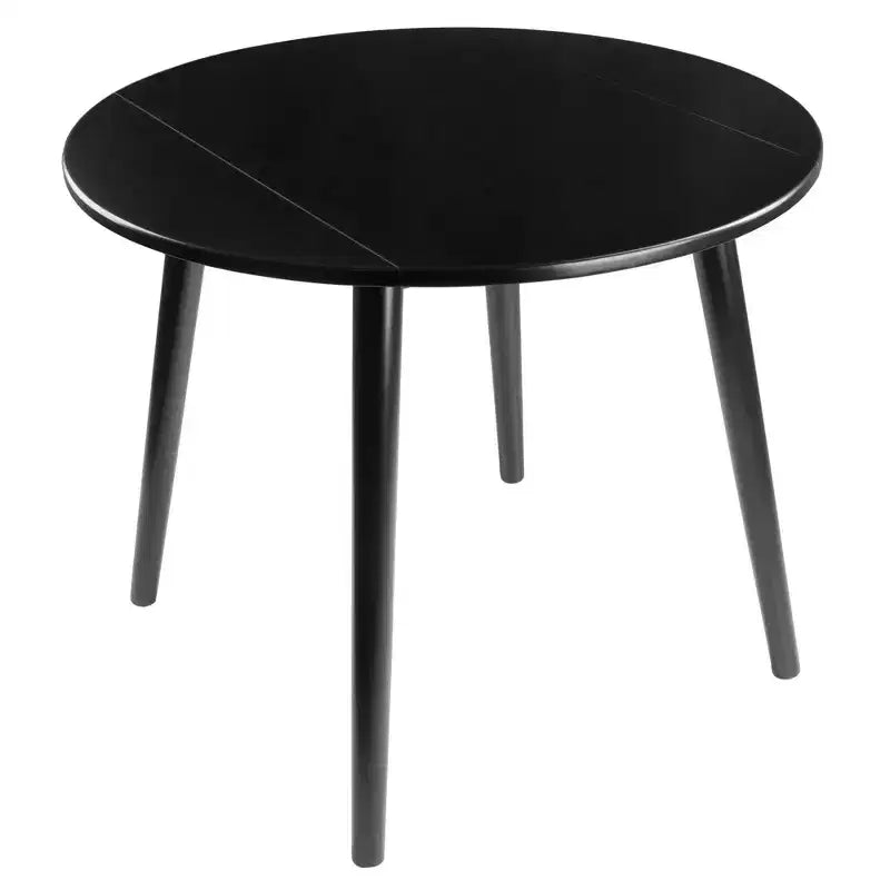Tavolo da pranzo rotondo con ante a ribalta, 36 pollici, nero salvaspazio, 4 posti