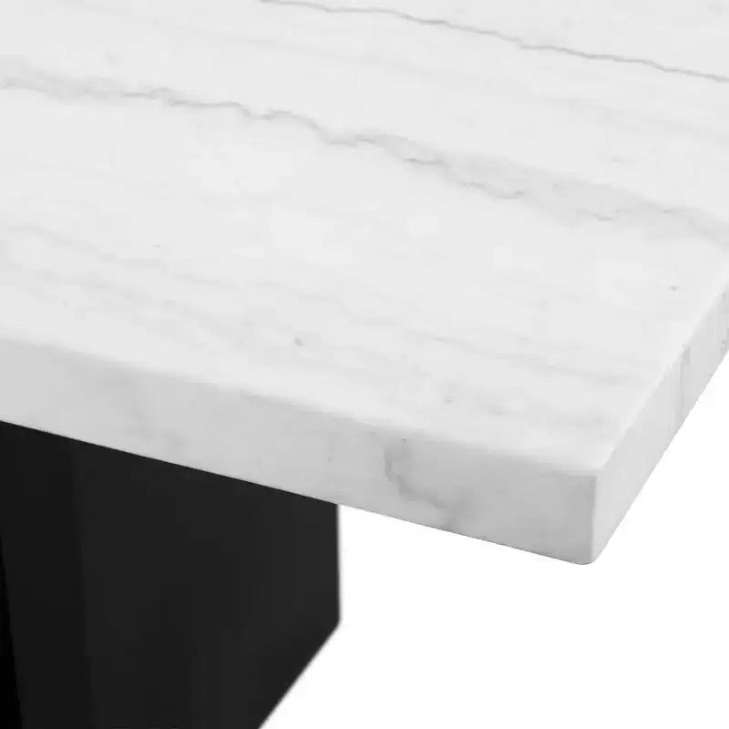Tavolo da pranzo in marmo altezza standard bianco: Moderno, 6 posti, impiallacciatura in legno MDF
