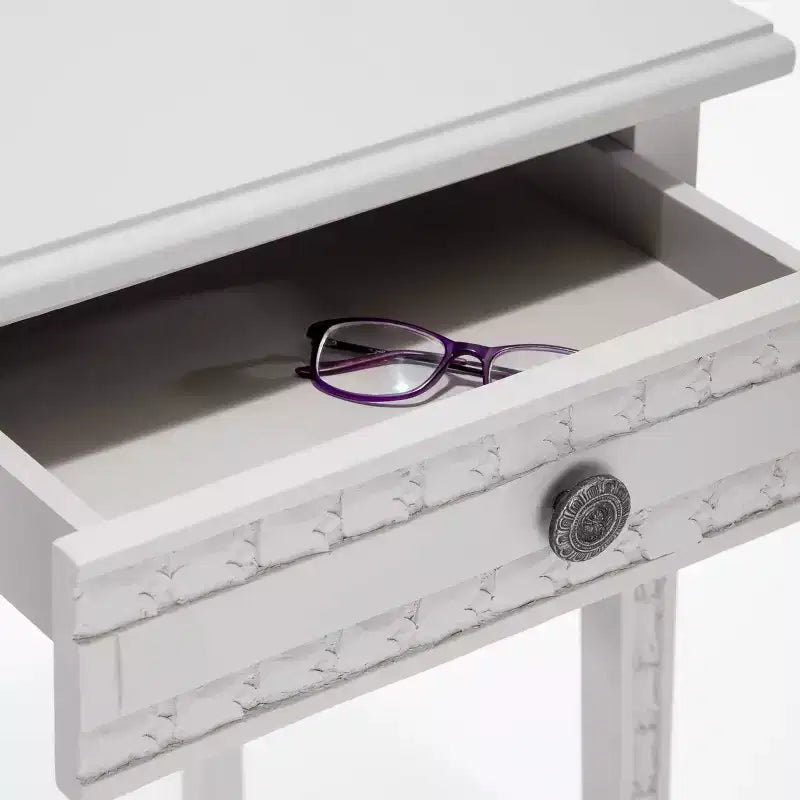Tavolino/Comodino con cassetto grigio chiaro