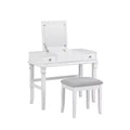 Adler Traditional Wood 2 Drawer Lift Top Mirror Vanity and Upholstered Stool White - Linon