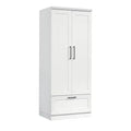 Homeplus Wardrobe Soft White - Sauder: MDF Construction, 2-Door Armoire Dresser with Drawers & Metal Hardware