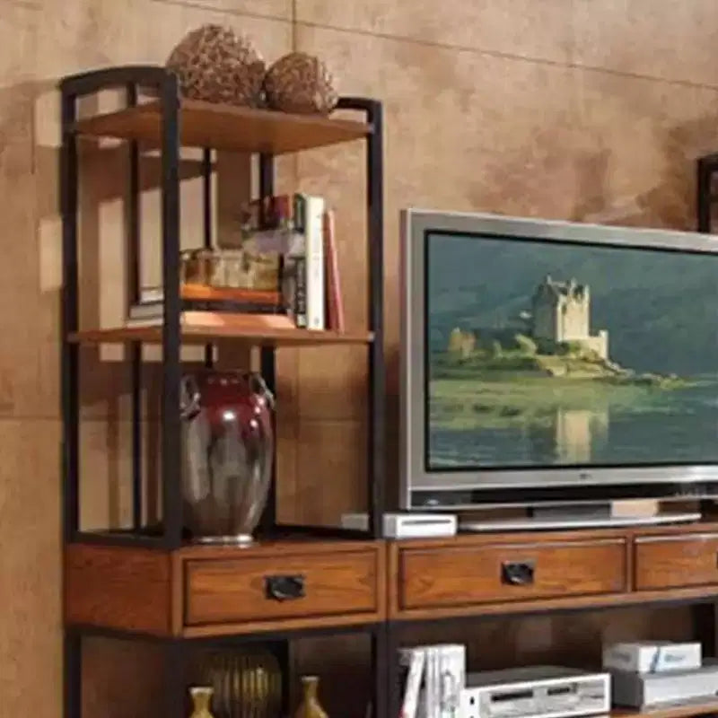 Mobile TV moderno in rovere stile Artigiano con credenza e scaffali, per TV fino a 60 pollici