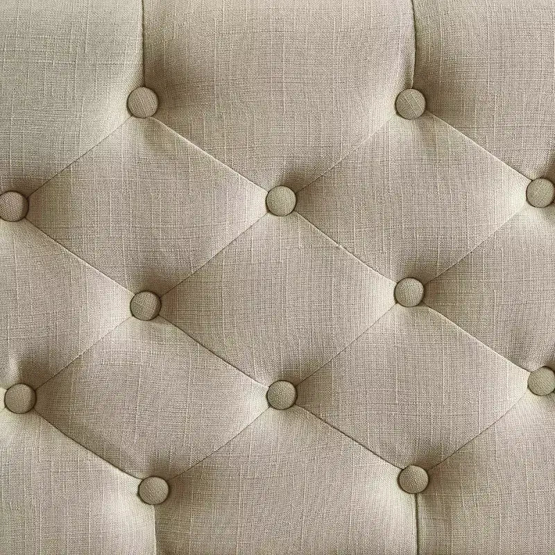 Panca trapuntata con contenitore color crema, stile moderno di metà secolo, rivestimento in poliestere, struttura in legno