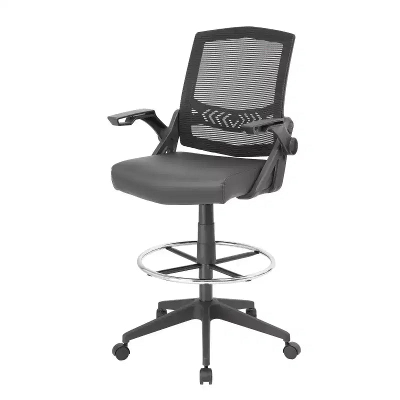 Sgabello da disegno con braccioli ribaltabili in rete, colore nero
