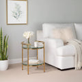 Tavolino Oro/Vetro Trasparente Art Déco, Design a Più Livelli, Forma Ovale, 56 cm Altezza