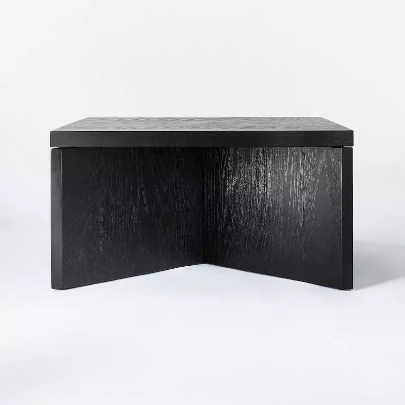 Tavolino da Caffè Quadrato in Legno Nero: Design Moderno con Gambe Incrociate