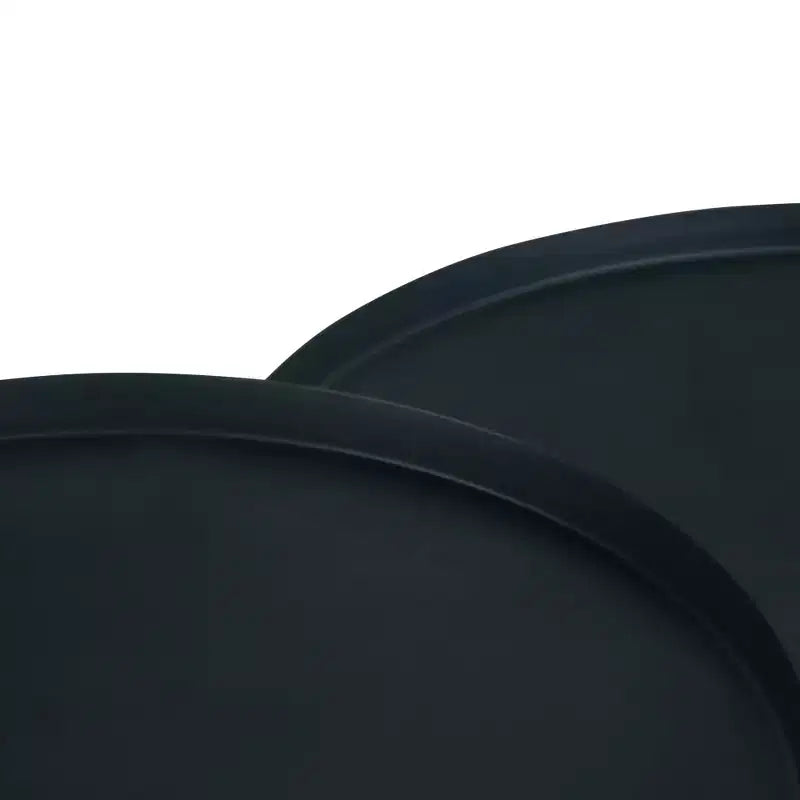 Tavolino Nido in Metallo Nero Stile Industriale, Rotondo, Vassoio Rimovibile, Gambe Affusolate