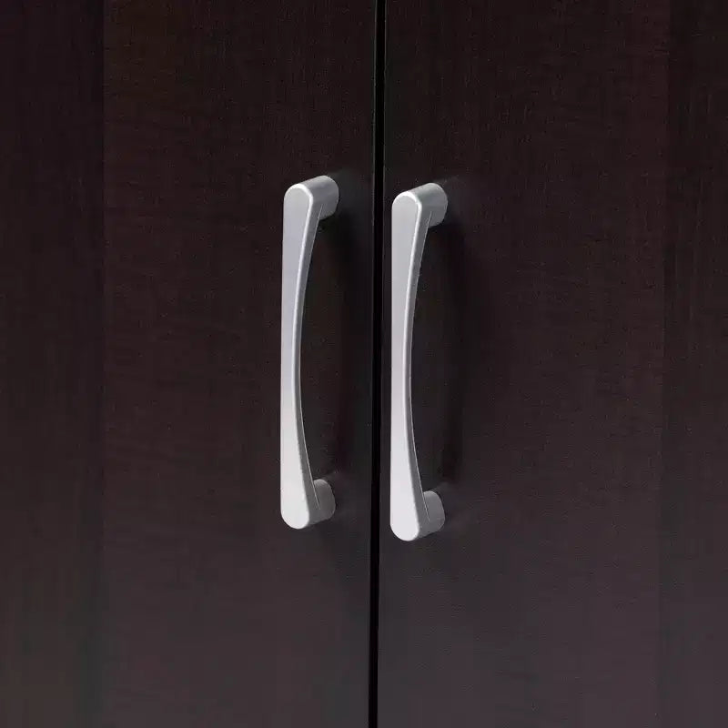 Mobile scarpiera da ingresso in legno a 2 ante con ripiani aperti, finitura wengé, organizer per armadio