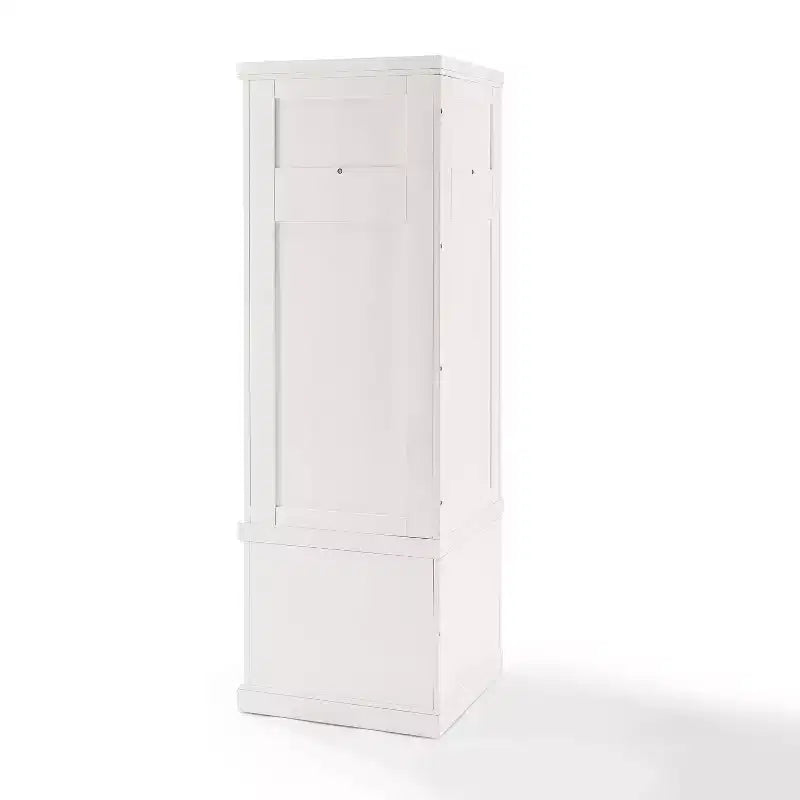 Mobile da ingresso ad angolo bianco anticato con porta scarpe, 4 ganci appendiabiti