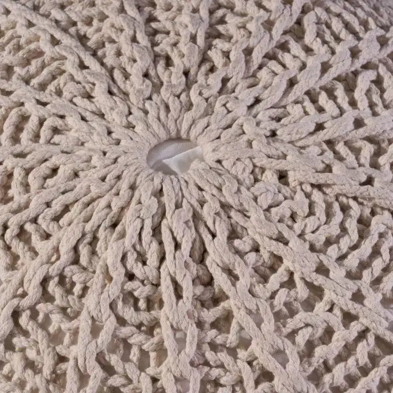 Pouf in cotone lavorato a maglia
