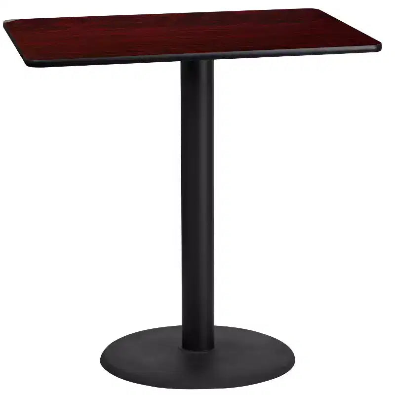 Piano tavolo laminato rettangolare 24'' x 42'' con base tavolo rotonda altezza bar 24''