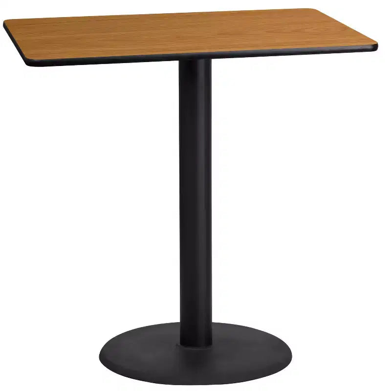 Piano tavolo laminato rettangolare 24'' x 42'' con base tavolo rotonda altezza bar 24''