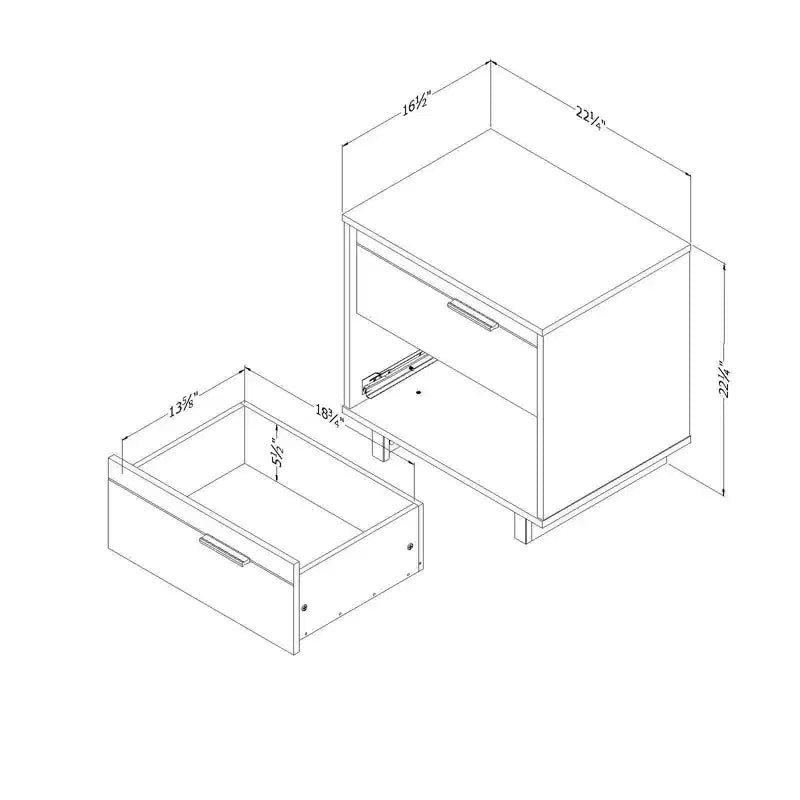 Comodino a 2 cassetti