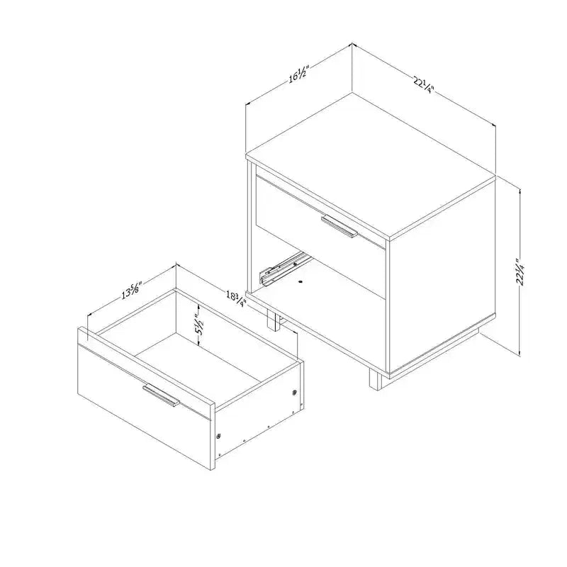 Comodino a 2 cassetti
