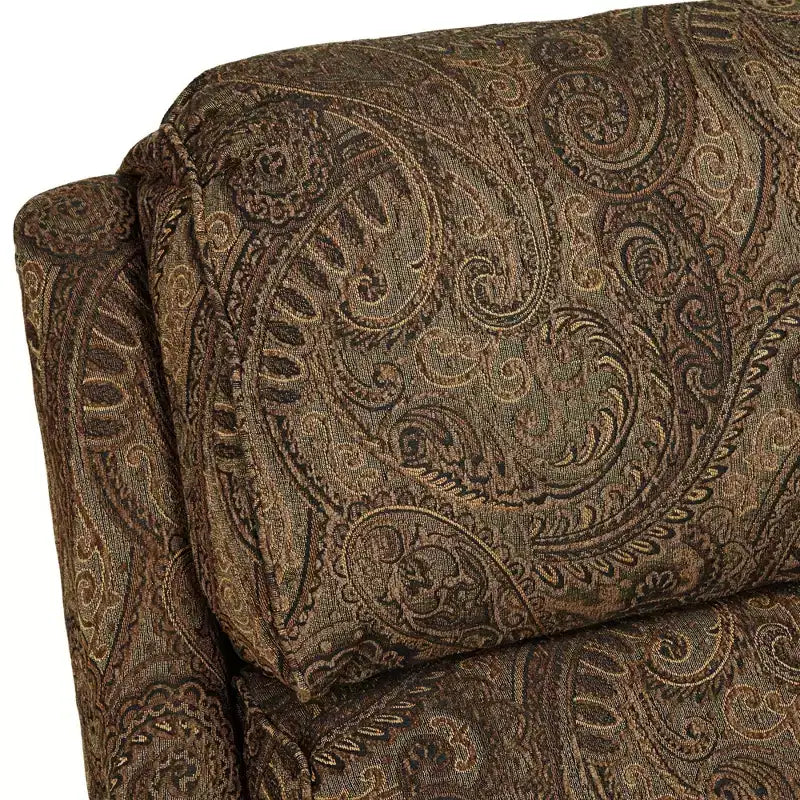 Poltrona Reclinabile in Tessuto Paisley Marrone Caldo Comoda con Poggiapiedi Manuale a Spinta per Camera da Letto Soggiorno Lettura