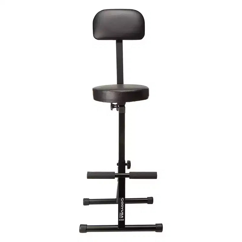 Sgabello portatile imbottito con schienale per DJ, musicisti, artisti, con limite di peso di 136 kg e altezza regolabile, nero