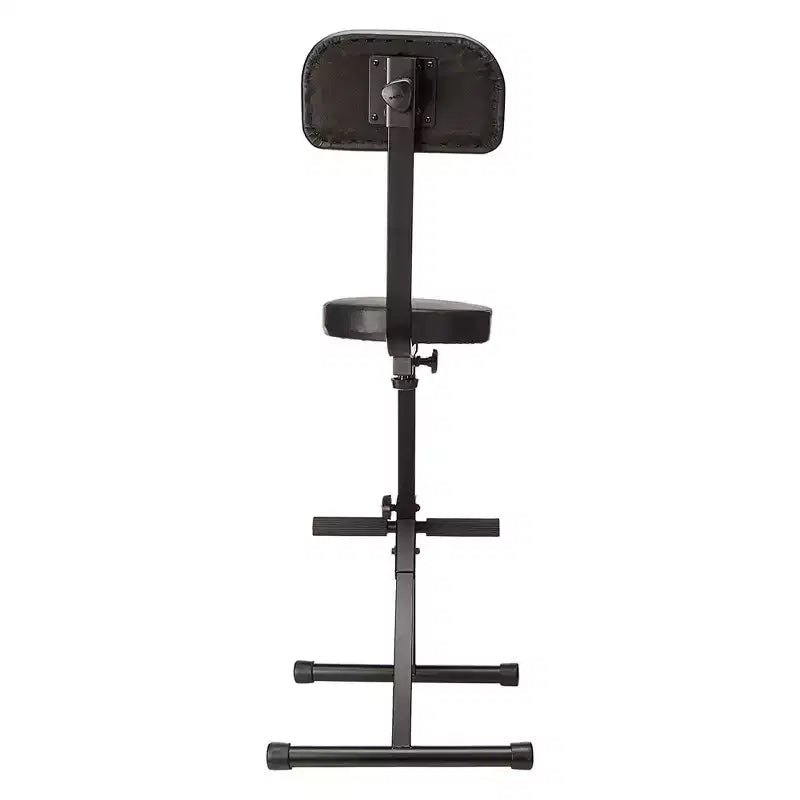 Sgabello portatile imbottito con schienale per DJ, musicisti, artisti, con limite di peso di 136 kg e altezza regolabile, nero