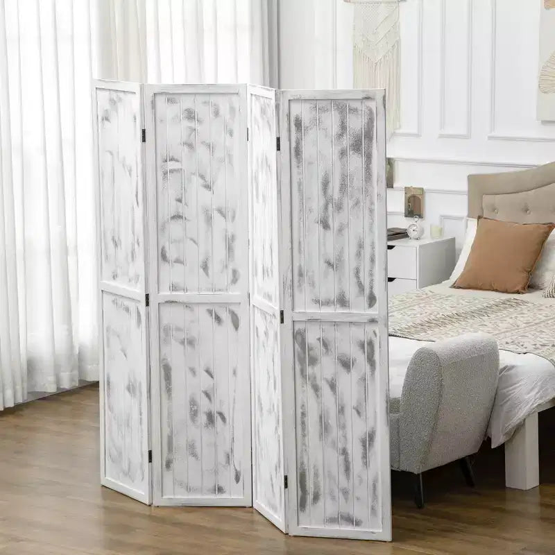 Divisorio pieghevole a 4 pannelli alto 1,67 m, per la privacy, per camera da letto, ufficio, soggiorno, colore bianco