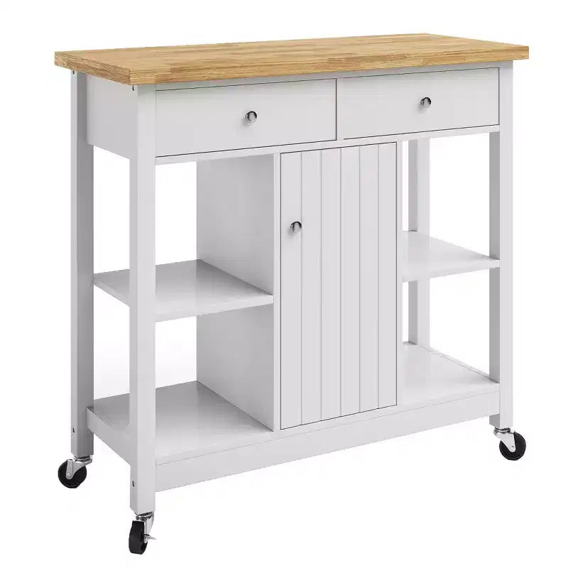 Isola cucina con cassetti Carrello con rotelle bloccabili Utilizzabile come mobile bar, porta microonde o scaffale (bianco)