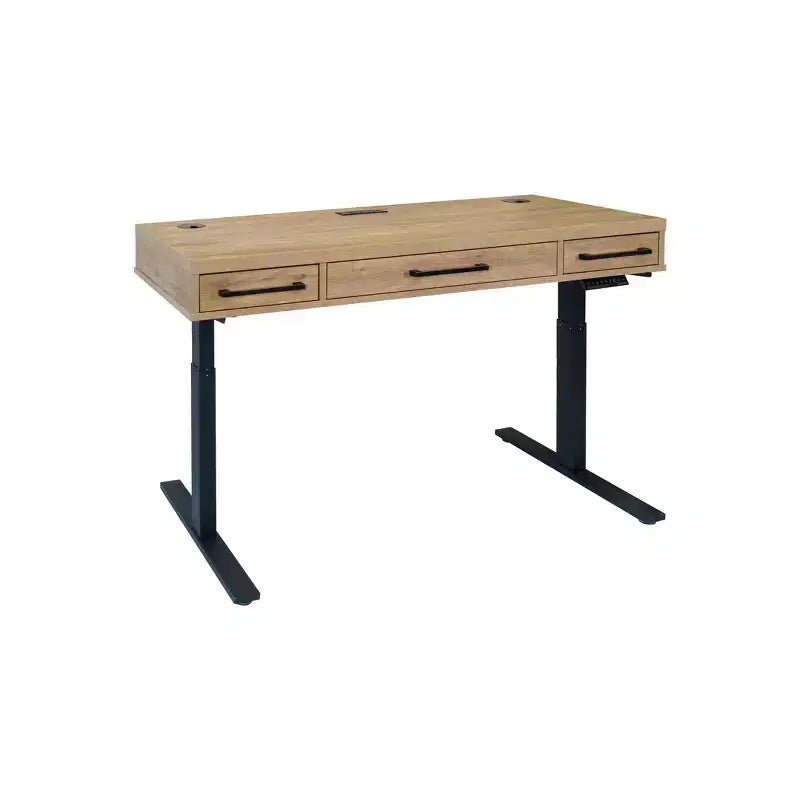 Scrivania Elettronica Moderna con Piano in Laminato Legno Regolabile in Altezza