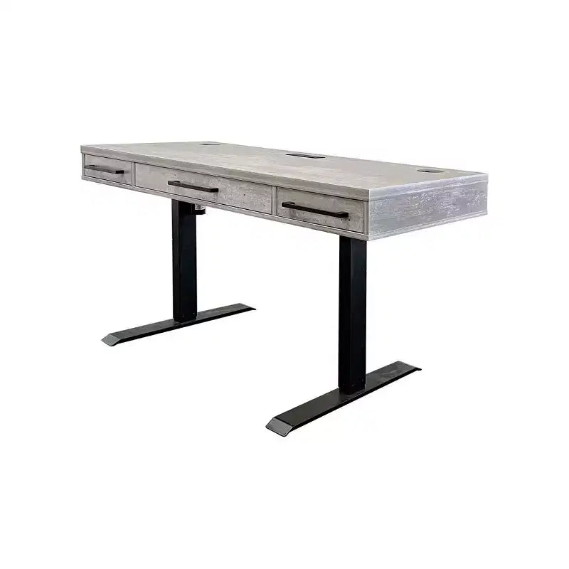 Scrivania Elettronica Moderna con Piano in Laminato Legno Regolabile in Altezza