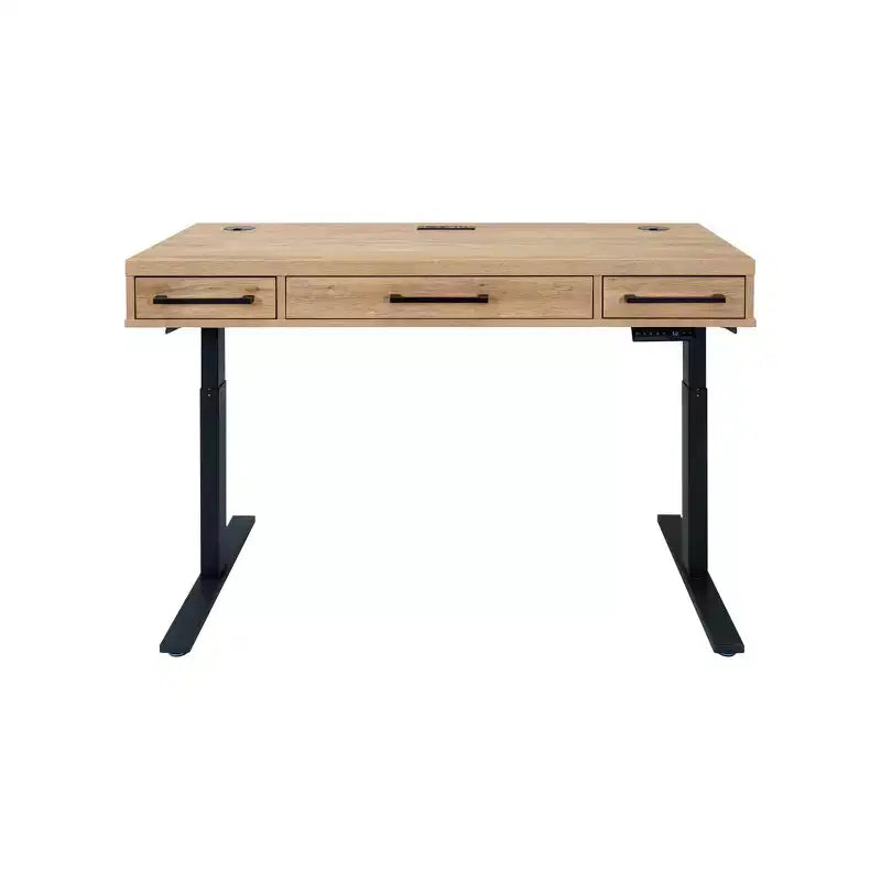 Scrivania Elettronica Moderna con Piano in Laminato Legno Regolabile in Altezza