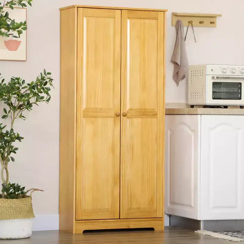 Credenza da cucina a 67 ante in legno di pino, armadietti a pavimento con ante e ripiani regolabili, meccanismo di chiusura ammortizzata