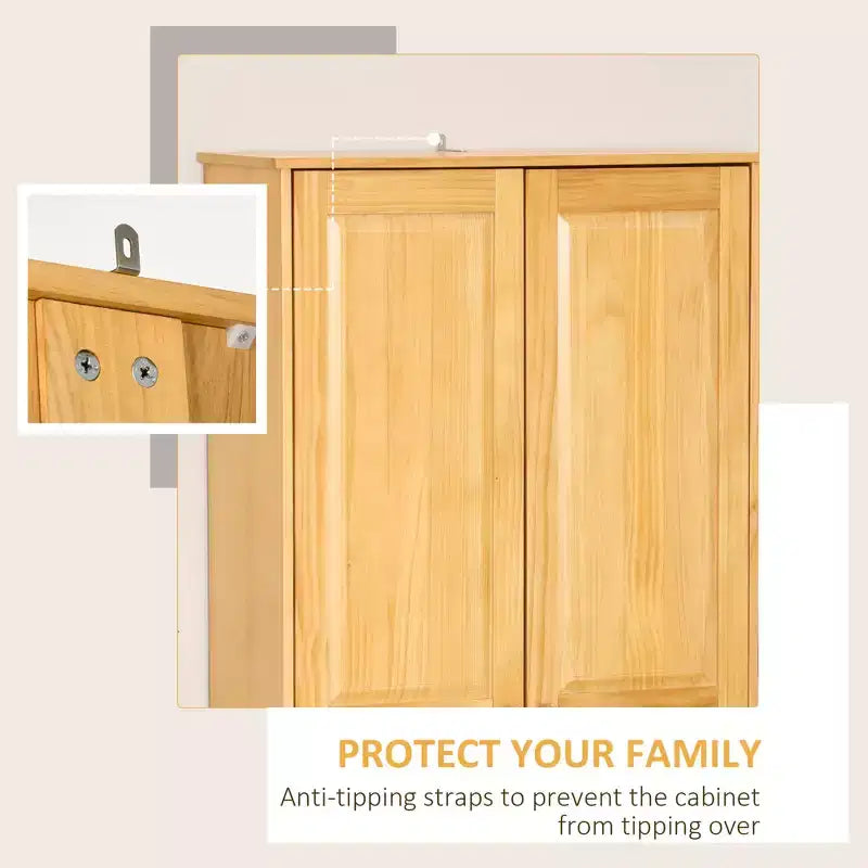 Credenza da cucina a 67 ante in legno di pino, armadietti a pavimento con ante e ripiani regolabili, meccanismo di chiusura ammortizzata